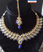 Collierset van blauwe pauwen, Ophalen of Verzenden, Nieuw, Blauw, Overige materialen