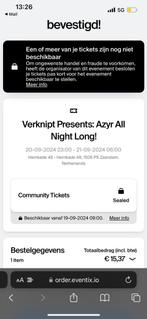 Verknipt presents : Azyr all night long, Tickets en Kaartjes, Evenementen en Festivals, Eén persoon