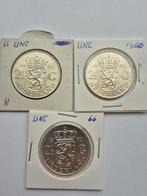 2.5 Gulden 1960 & 1966 UNC/FDC Rijksdaalders, Postzegels en Munten, Munten | Nederland, Koningin Juliana, Zilver, Ophalen of Verzenden