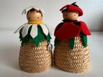 2 Vintage Vilten Riet Eierwarmers Bloemenkinderen 70’s, Ophalen of Verzenden, Zo goed als nieuw