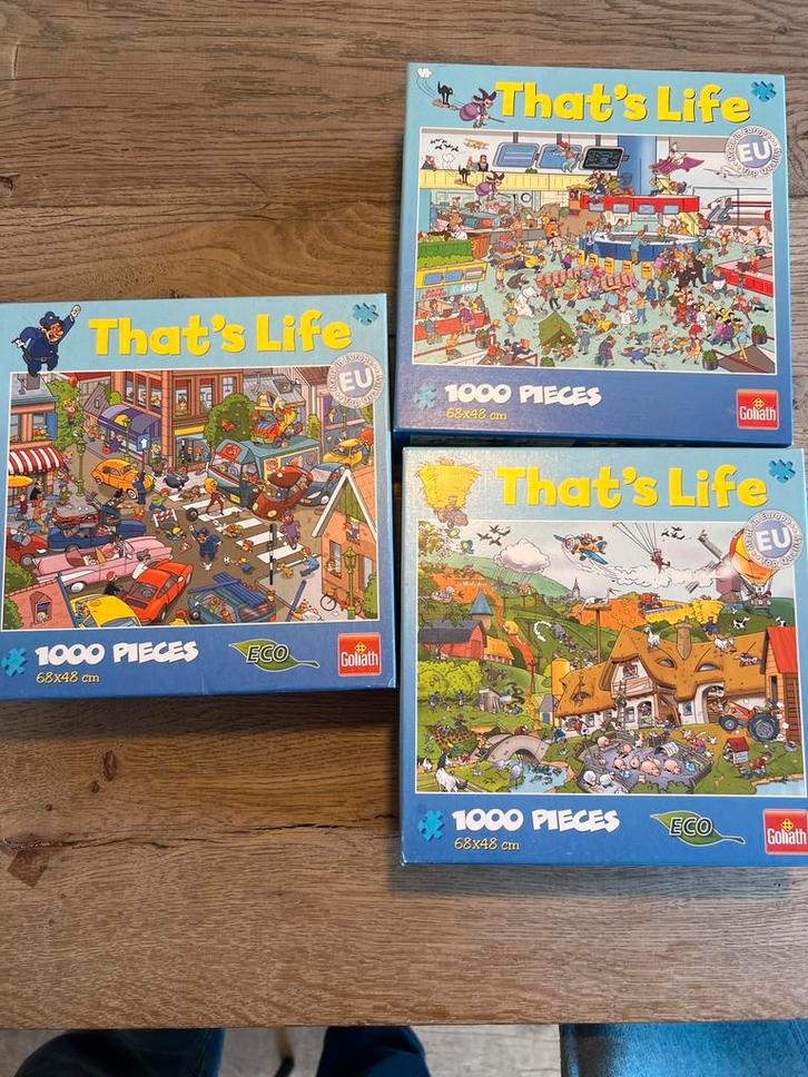 3x That's Life Puzzels - 1000 Stukjes, Hobby en Vrije tijd, Denksport en Puzzels, Zo goed als nieuw, Legpuzzel, 500 t/m 1500 stukjes