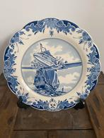 Delfts Blauw Bord KLM Vliegtuig en Zeilschip, Ophalen of Verzenden