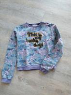 Leuke trui Orange stars met bloemenprint - maat 140, Meisje, Trui of Vest, Ophalen of Verzenden, Zo goed als nieuw