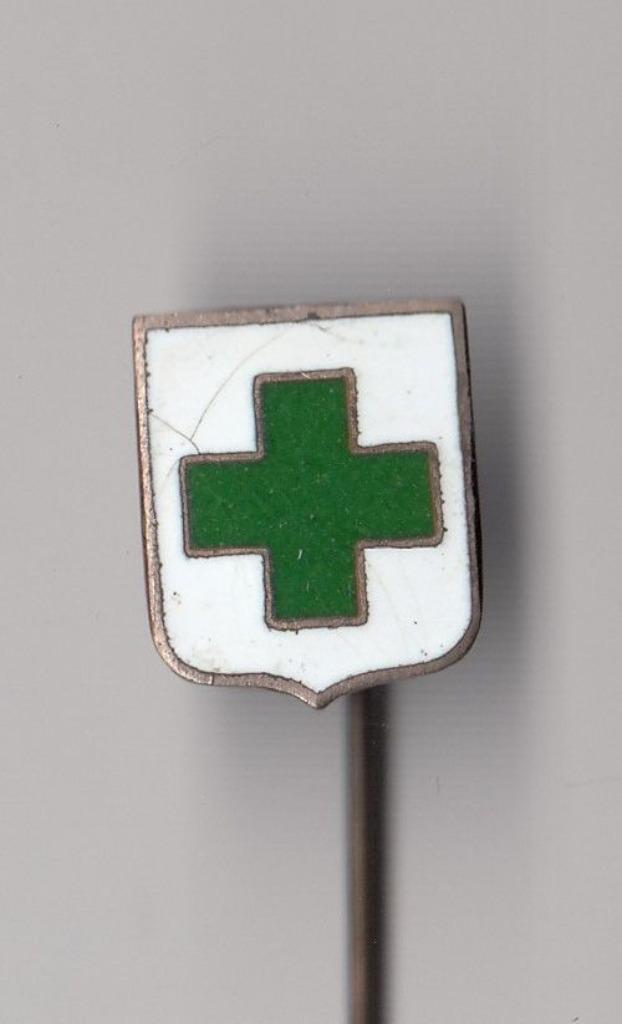 Groene Kruis emaille speldje, Verzamelen, Speldjes, Pins en Buttons, Gebruikt, Speldje of Pin, Overige onderwerpen, Ophalen of Verzenden