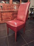 6 bruine leren eetkamerstoelen, Huis en Inrichting, Stoelen, Ophalen, Bruin, Leer, Zo goed als nieuw