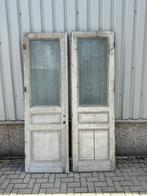 Zeer fraaie antieke ensuitedeuren met geetst glas uit 1890, Niet ingevuld, Gebruikt, Binnendeur, Niet ingevuld