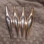 B825 oude kerstbal pegel zilver 15 cm, Diversen, Kerst, Ophalen of Verzenden, Gebruikt