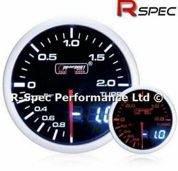 52mm Prosport turbo-Boost teller Bar wit + digitaal Nieuw beschikbaar voor biedingen