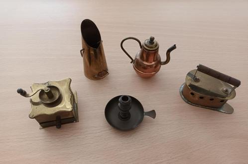 5 koperen miniaturen, Antiek en Kunst, Antiek | Koper en Brons, Koper, Ophalen of Verzenden