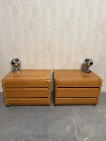 Vintage set moser nachtkastjes ladekast fineer retro hout beschikbaar voor biedingen