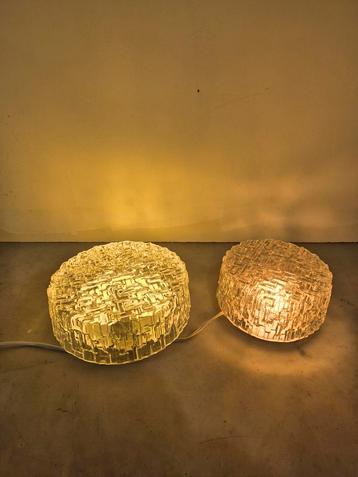 2 vintage plaffonnieres glas mid century beschikbaar voor biedingen