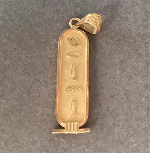 Gouden hanger, gemerkt, naam in hierogliefen, Sieraden, Tassen en Uiterlijk, Kettinghangers, Gebruikt, Goud, Overige voorstellingen