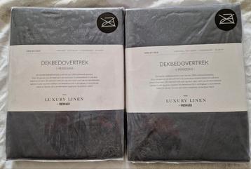 2x Dekbedovertrek 1-persoons Luxury Linen Antraciet Nieuw!! beschikbaar voor biedingen