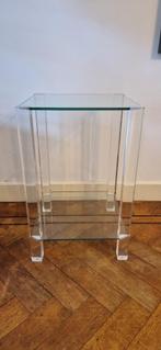 Glazen sidetable, Huis en Inrichting, Tafels | Sidetables, Ophalen, Zo goed als nieuw, Vierkant