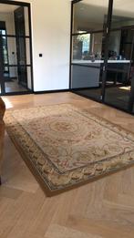 Frans wollen vloerkleed, fijn geweven, Gebruikt, Beige, 150 tot 200 cm, 200 cm of meer