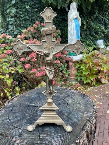 Antiek Frans Koperen Kruisbeeld ❤️ crucifix beschikbaar voor biedingen