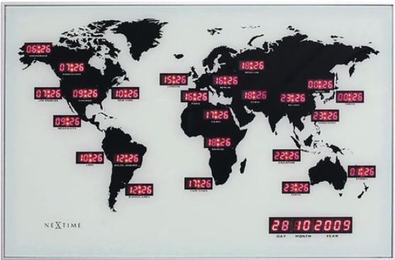 Nexttime Wereldklok Digitaal nieuwstaat, Ophalen of Verzenden, Zo goed als nieuw, Digitaal, Wandklok