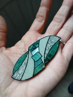 Vintage Statement Broche Groen/Parelmoer Art Deco Stijl, Ophalen of Verzenden, Zo goed als nieuw, Overige materialen