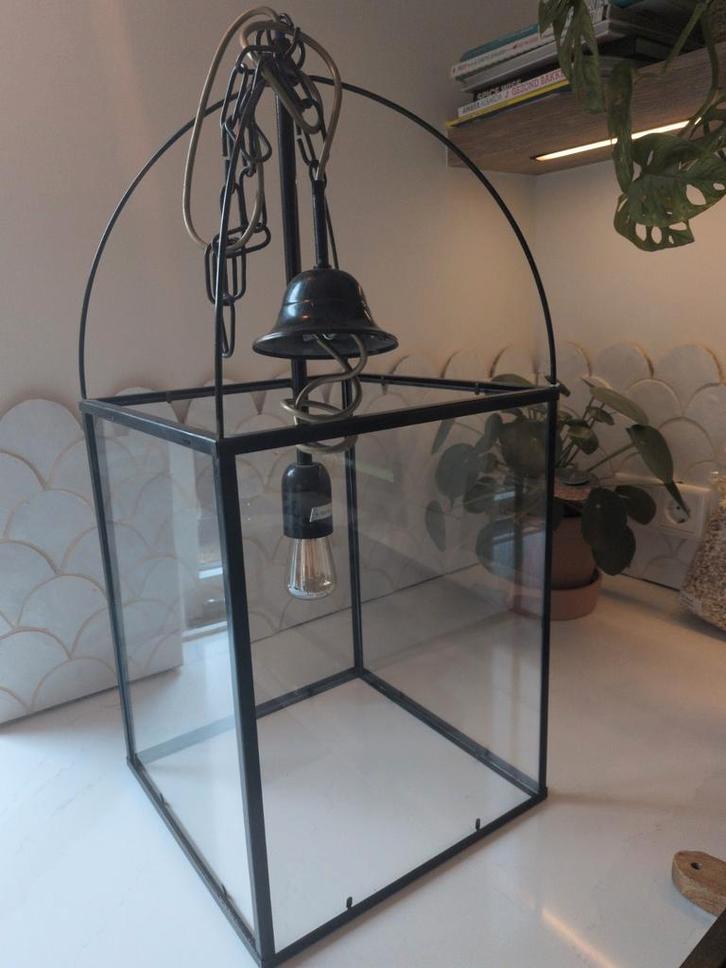 Authentieke Stallamp - Sfeervolle Verlichting, Huis en Inrichting, Lampen | Hanglampen, Gebruikt, 50 tot 75 cm, Glas, Metaal, Ophalen