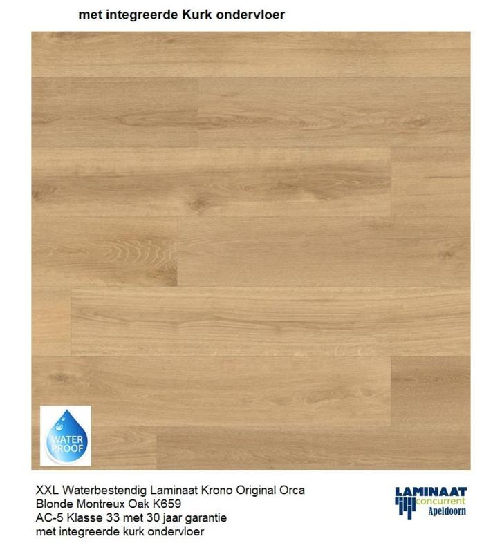 Waterbestendig Laminaat Blonde Oak met kurk ondervloer, Huis en Inrichting, Stoffering | Vloerbedekking, Nieuw, Laminaat, Wit