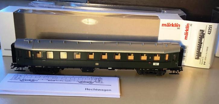 MäRKLIN H0 # 42251 HECHTWAGEN (Snoekwagen) DB GROEN 2.KLAS, Hobby en Vrije tijd, Modeltreinen | H0, Nieuw, Wagon, Wisselstroom