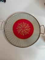 Antiek dienblad glas en handgrepen 29 cm diameter, Antiek en Kunst, Ophalen of Verzenden