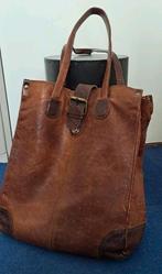 Stoere Cowboysbag vintage cognac leren  shopper, Shopper, Gebruikt, Ophalen of Verzenden, Bruin