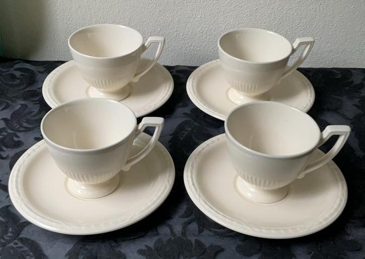 Recamier kop en schotels 4 stuks, Huis en Inrichting, Keuken | Servies, Zo goed als nieuw, Kop(pen) en/of Schotel(s), Overige stijlen