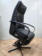 Accu sta op stoel relax fauteuil draai zwart leder topswing, Huis en Inrichting, Minder dan 75 cm, Leer, Ophalen of Verzenden