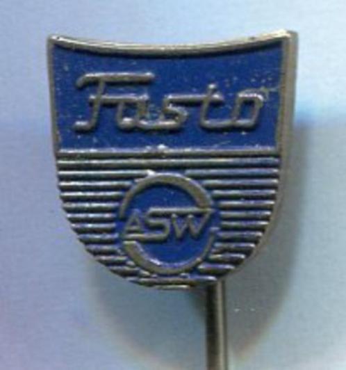 SW FASTO blauw op zilverkleurig geisers speldje ( M_021 ), Verzamelen, Speldjes, Pins en Buttons, Nieuw, Speldje of Pin, Merk