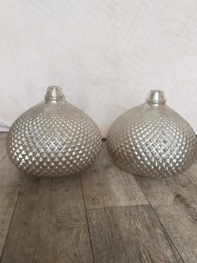 Vintage glazen hanglamp wit parelmoer, Ophalen of Verzenden