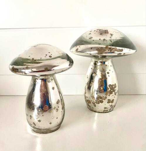 Glazen Paddenstoelen Set zilver kleur, Huis en Inrichting, Woonaccessoires | Overige, Zo goed als nieuw, Ophalen of Verzenden