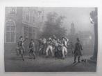 7/ vrolijke menigte voor Hartebrugkerk Leiden Steendruk 1855, Ophalen of Verzenden