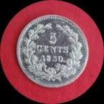 5 cents 1850 Willem III, Koning Willem III, Zilver, Ophalen of Verzenden, Losse munt