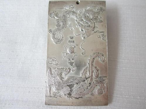 Oud Chinees amulet van Tibet zilver #1324, Antiek en Kunst, Kunst | Niet-Westerse kunst, Ophalen of Verzenden