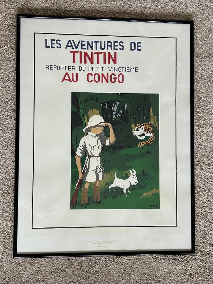 Zeefdruk Kuifje in Congo, Verzamelen, Stripfiguren, Zo goed als nieuw, Beeldje of Figuurtje, Kuifje, Ophalen of Verzenden