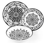 Servies zwart wit ,17 persoons en 12 glazen, Huis en Inrichting, Keuken | Servies, Ophalen, Nieuw, Bord(en), Overige stijlen