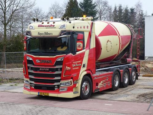 Reserveren: Scania R650 V8 met betonmixer, Hobby en Vrije tijd, Modelauto's | 1:50, Nieuw, Bus of Vrachtwagen, Tekno, Ophalen of Verzenden