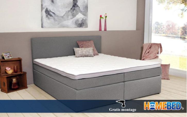 Boxspring Fiona 180 x 200, Huis en Inrichting, Slaapkamer | Boxsprings, Nieuw, 180 cm, 200 cm, Tweepersoons, Wit, Grijs, Ophalen of Verzenden