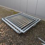 Dubbele poort 4,1 x 2 m – IJzeren Hek met klimbeveiliging, Tuin en Terras, Ophalen, Met poort, Gebruikt, -