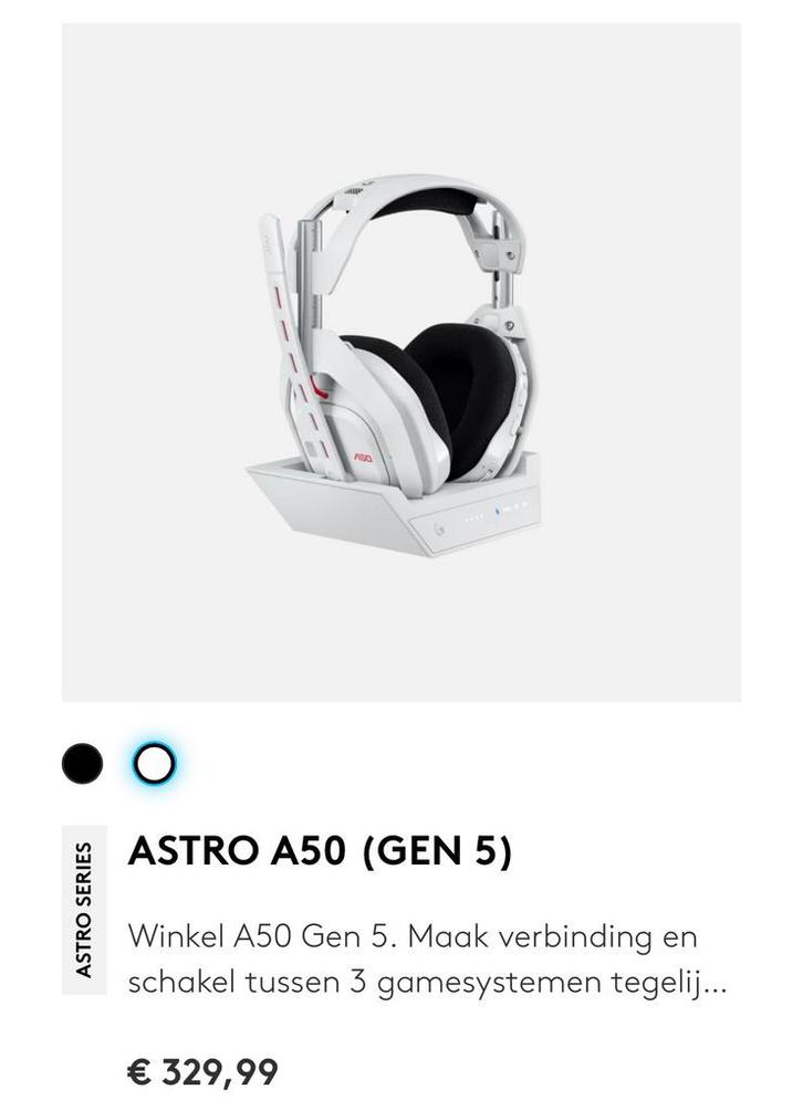 ASTRO A50 (Gen 5) Logitech [Nieuw], Computers en Software, Headsets, Nieuw, Over-ear, Draadloos, Gaming headset, Inklapbare microfoon