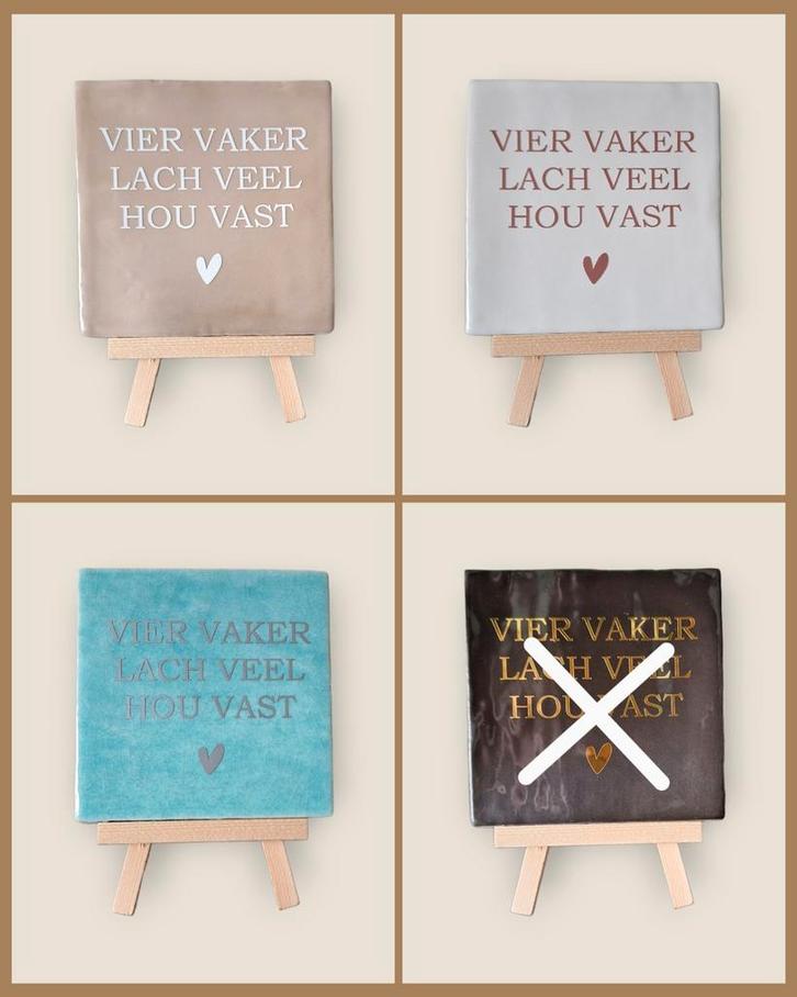 Tekst tegeltje: 'Vier vaker, Lach veel, Hou vast' nieuw, Huis en Inrichting, Woonaccessoires | Tekstborden en Spreuken, Nieuw