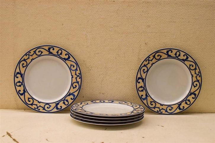6 Delig Art Design Porseleinen Platte Borden 45472, Huis en Inrichting, Keuken | Servies, Gebruikt, Bord(en), Overige stijlen
