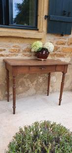 Oud frans eiken boeren tafel bureautje side table met laatje, Ophalen
