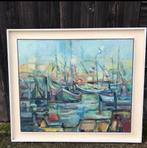 Schilderij boten haven, Antiek en Kunst, Kunst | Schilderijen | Klassiek, Ophalen