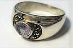 A-symetrische ring met amethist en markasieten 925, Ophalen, Dame, Zilver, Zilver