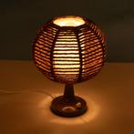 Space age plissé schemerlamp 70s Japandi rope table lamp, Ophalen of Verzenden, Gebruikt, Japandi