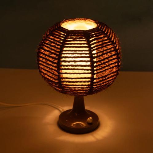 Space age plissé schemerlamp 70s Japandi rope table lamp, Huis en Inrichting, Lampen | Tafellampen, Gebruikt, Ophalen of Verzenden