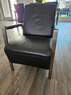 Fauteuil zwart leer, Ophalen, Gebruikt, 75 tot 100 cm, Metaal