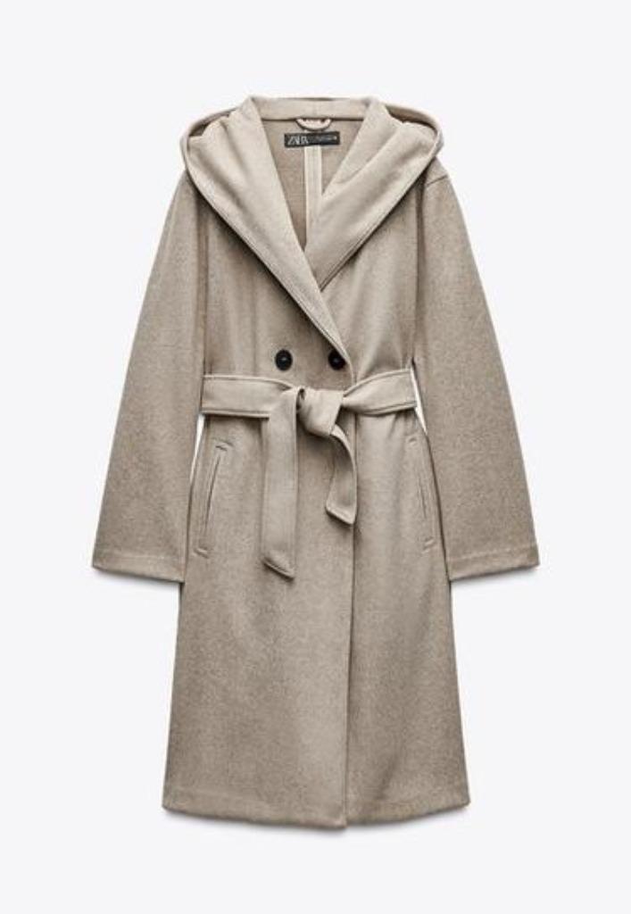 Mooie zachte Zara jas mt L met dubbele knopen en capuchon nw, Kleding | Dames, Jassen | Winter, Nieuw, Maat 42/44 (L), Beige, Ophalen of Verzenden